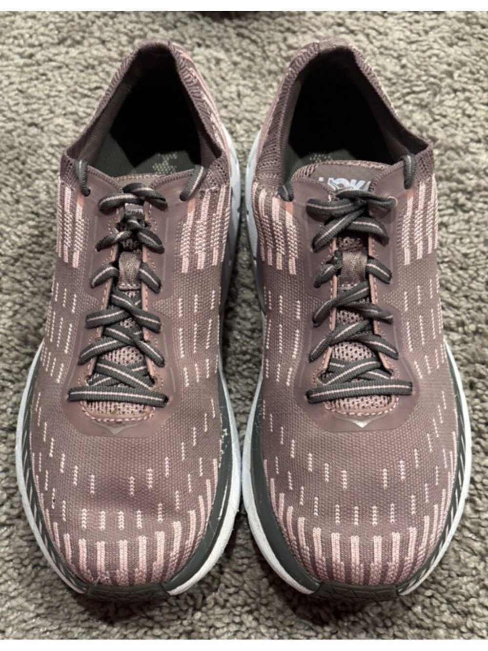 Hoka One Womens Clifton 5 Knit Running Shoes Purple/Pink Low Top Lace Up Size 8 - Picture 5 of 8